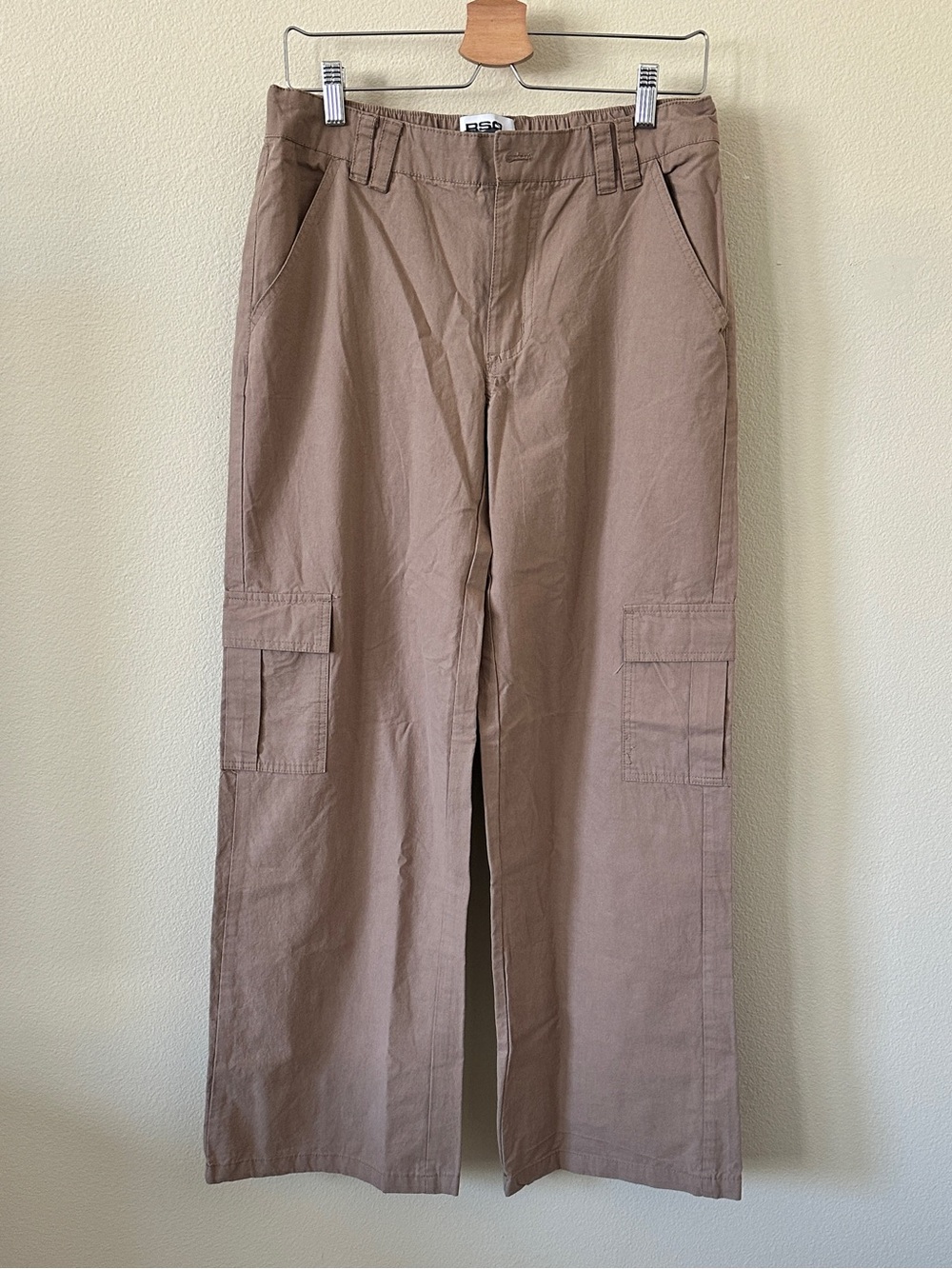 RSQ Tan Brown Wide Leg High Rise Cotton Cargo Pants NWOT Size M